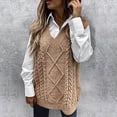 thumbnail image 1 of EGNMCR Chandails pour Femmes Femmes鈥 HSHDLDF Col en V Multicolore Tricoté Chandail Uni Décontracté Mode Gilet Hauts, 1 of 7