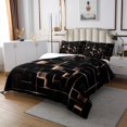 thumbnail image 2 of YST Black Geometric Bedspread Set, Stereoscopic Square Coverlet, King Size, Glowing Neon Geometry, 2 of 3