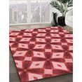 thumbnail image 3 of Ahgly Company Tapis d'Intérieur Lavable à la Machine, Carré, Transitionnel, Pastel Rouge Rose, Tapis de Zone, 8 Pieds Carré, 3 of 7
