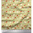 thumbnail image 1 of Soimoi Beige polyester Crepe Fabric Red Chilli & Tacos Food Decor Fabric Printed Yard 52 Inch Wide, 1 of 1