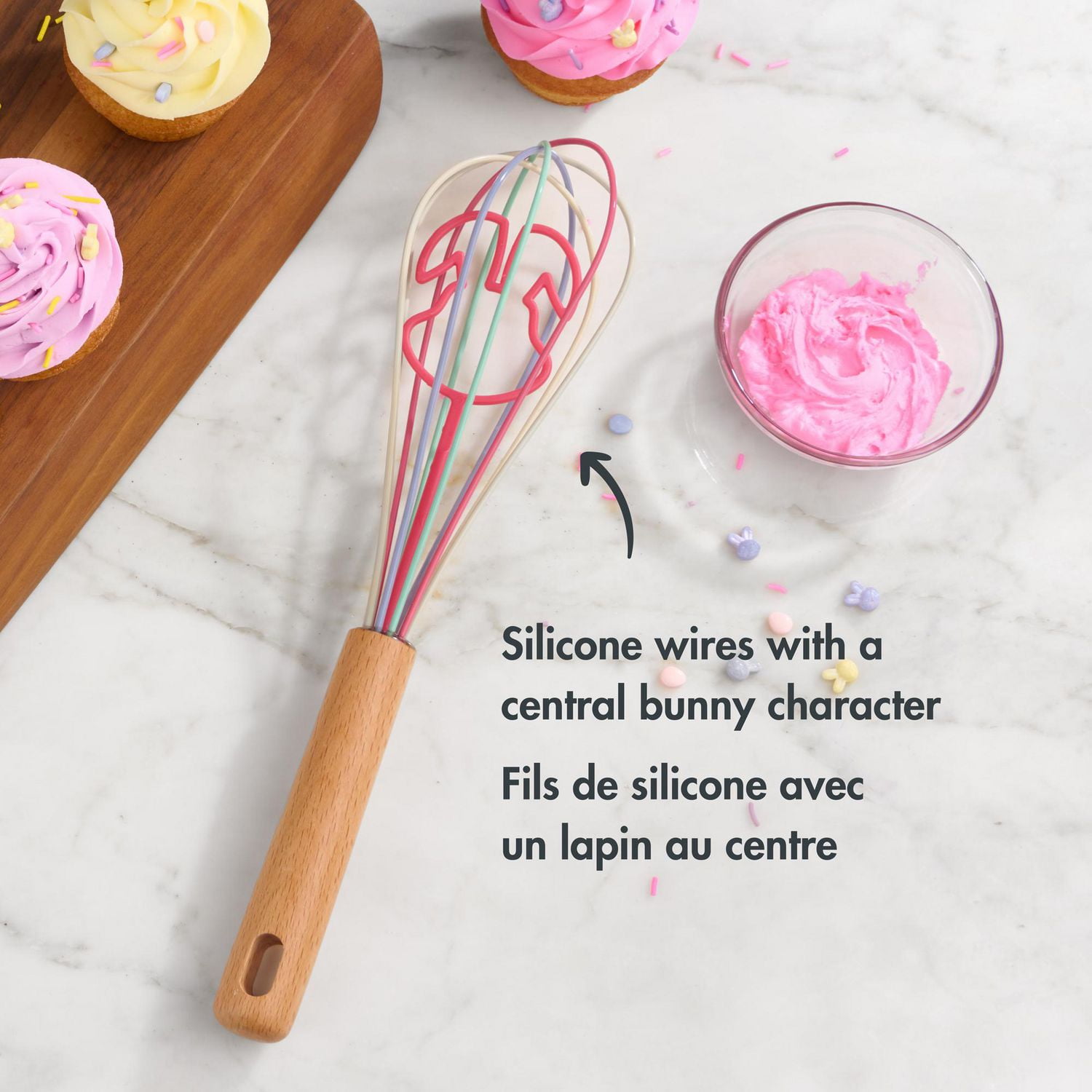 Fouet Way to Celebrate en Silicone 11”, Forme de lapin, Rose