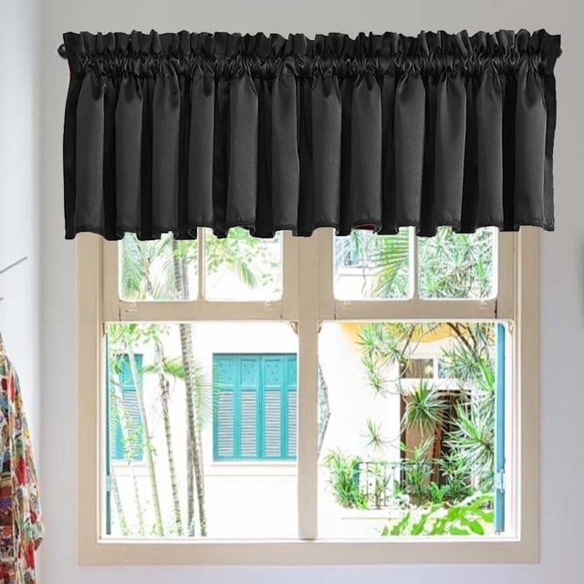 Aodebiao Blackout Window Valance, 18 Inches Long Kitchen Window Curtains Over Sink Rod Pocket Pattern Valance for Bathroom Bedroom Living Room