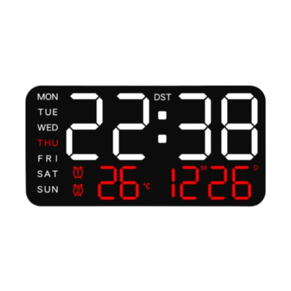 GROWTH TANK Digital Alarm Clock 5 Adjustable Brightness LED Clocks for Bedroom Hall Home White w Red Light