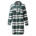 thumbnail image 4 of IROINID Surchemise Mi-Longue pour Femmes, Veste à Carreaux à Col Rabattu, Manches Longues, Décontractée avec Boutons, Vert Armée, 4 of 5