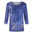 thumbnail image 4 of DPTALR T-shirt Imprimé Femme Mi-Longueur Manches 3/4 Blouse Col Rond Tops Décontractés, 4 of 5