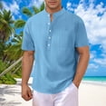 thumbnail image 1 of Styesk T Shirts for Man Fashion Loose Casual Ventilate Pockets Button Stand Collar Short Sleeve Top, 1 of 7