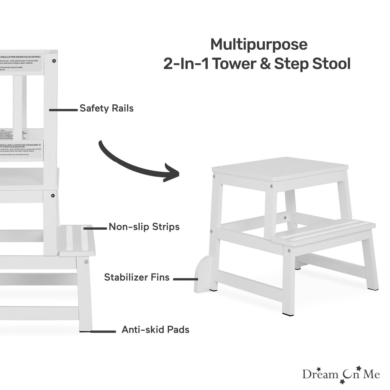 Dream On Me 2-in-1 Funtastic Tower and Step Stool