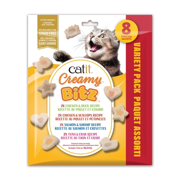Gâteries pour chats Catit Creamy Bitz, saveurs assorties, 96 G
