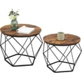 thumbnail image 2 of VASAGLE Small Coffee Table Set of 2, Round Coffee Table with Steel Frame, Side End Table for Living Room, Bedroom, Office, Rustic Brown and Ink Black, 2 of 5