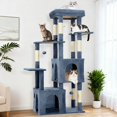 thumbnail image 1 of 61 Inch Cat Tree for Large Cats, Heavy-Duty Cat Tower with Extra Large Perch & 2 Condos, Multi-Level Cat Furniture for Maine Coon & Adult Cats, Sisal Scratching Posts with Toys（Light Blue), 1 of 7