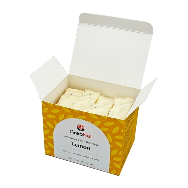 4-Pack Lemon Soap (4x100g) | Handmade, All-Natural, Cold-Processed, Plant-Based, Made with Lemon Essential Oil - Suitable for Face & Body, Men & Women, All Skin Types