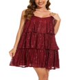thumbnail image 1 of MesaSe Robe Gâteau à Volants Superposés pour Femmes, Paillettes, Bretelles Spaghetti, Mini-Robe Dos Nu, Robe Camisole de Fête et de Danse, 1 of 7