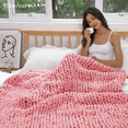 thumbnail image 2 of Comtest Chunky Knit Throw Blanket Chenille, Pink, 50"x60"(Office Size), 2 of 6