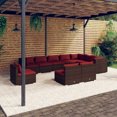 thumbnail image 1 of vidaXL 10 Piece Garden Lounge Set with Cushions Poly Rattan Brown, 1 of 4