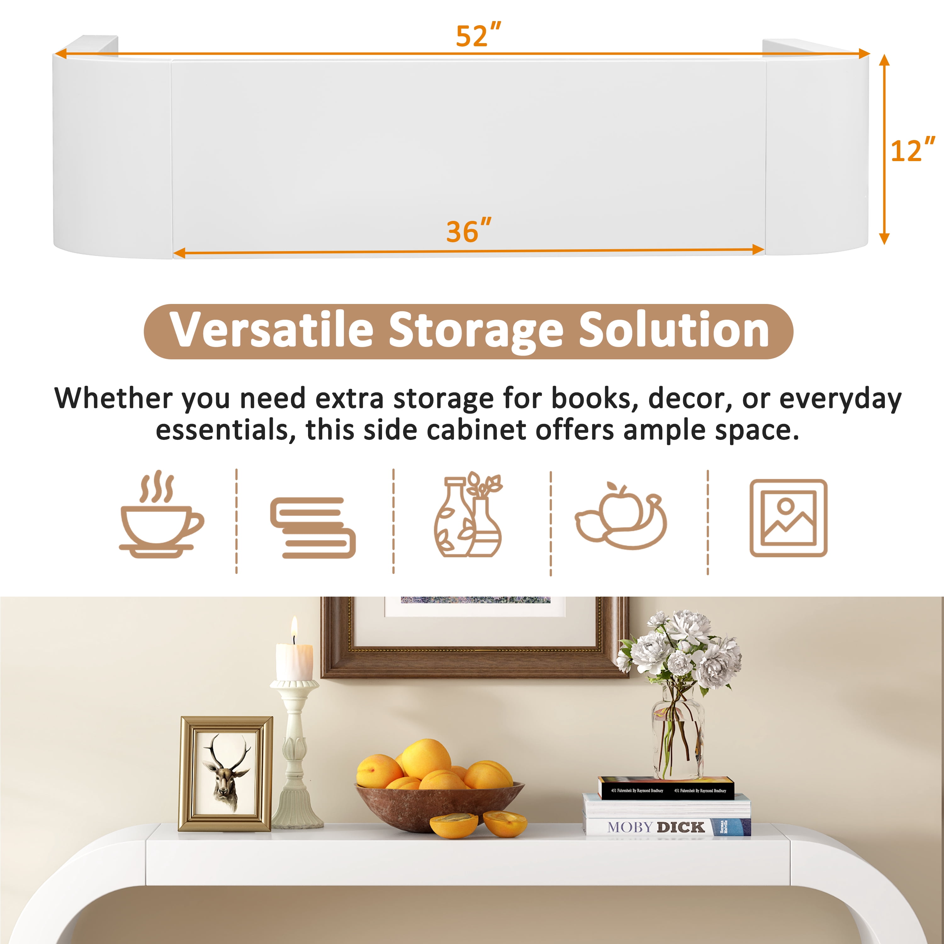 Noble House Modern Minimalist Console Table, Elegant and Versatile Design, Perfect, Sturdy and Stable Frame,White