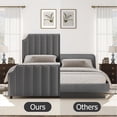 thumbnail image 3 of GloryStar Bed Frame with 50.2" Tall Headboard, Velvet Upholstered Bed Frame with Vertical Channel Tufted Headboard & Footboard, Nailhead Trim, No Box Spring Needed, 3 of 9