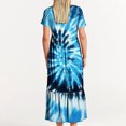thumbnail image 4 of Fshaion Robe d'Été pour Femmes 2024 Grande Taille Décontractée Manches Courtes Col Rond Robe Décontractée Fluide à Étages Maxi Robe de Plage avec Poches Imprimé Tie-Dye en Solde à Moins de 10!, 4 of 7