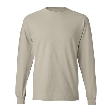 Hanes Mens Beefy-T Long-Sleeve T-Shirt, L, Sand