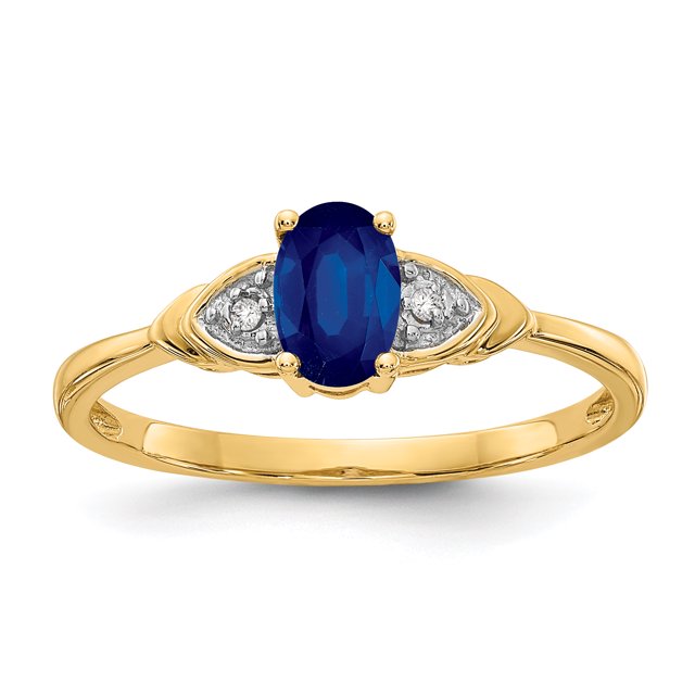 14K Yellow Gold Diamond & Sapphire Ring