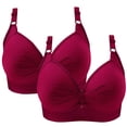 thumbnail image 1 of Birdeem 2Pcs Womans Printing Gathered Together Large Size Daily Bra Underwear No Rims, 1 of 9