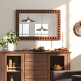thumbnail image 2 of Costway 24" x 36" Rustic Decorative Wall Mirror with Solid Wood Frame Beads for Living Room Brown, 2 of 10