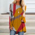 thumbnail image 3 of IROINID Deals Ladies Long Sleeve T Shirts Lounge Socket Geometry Printed Round-Neck Tops,Orange, 3 of 5