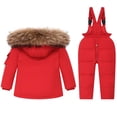thumbnail image 3 of GDREDA Little Girls Winter 2-Piece Ski Snowsuit Set Puffer Jacket and Pants Red,3-4 Years, 3 of 8