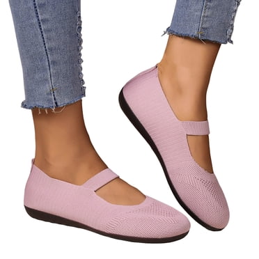 Dakaela Women's Ballet Flat Shoes Mary Jane Round Toe Mesh Slip on Loafers Casual Office Dress Work Flats with Strap Red 6.5