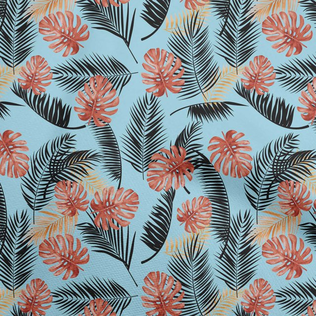 oneOone Velvet Light Blue Fabric Tropical Craft Projects Decor Fabric Printed By The Yard 58 Inch Wide