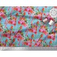 thumbnail image 3 of Soimoi Blue Rayon Fabric Laceleaf & Macaw Parrot Bird Print Sewing Fabric BTY 42 Inch Wide, 3 of 3
