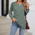 thumbnail image 2 of Timegard Hauts pour Femmes Col Rond Manches Longues T-Shirts de Couleur Unie Chic Décontracté Amples Chauds Hauts Automne, 2 of 7