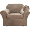 thumbnail image 1 of Modern Velvet Plush 4 Piece High Stretch Sofa Slipcover Furniture Protector Form Fit Luxury Thick Sofa Cover, Machine Washable, 1 of 6