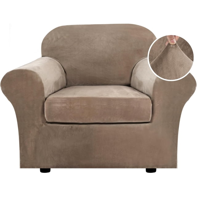 Modern Velvet Plush 4 Piece High Stretch Sofa Slipcover Furniture Protector Form Fit Luxury Thick Sofa Cover, Machine Washable