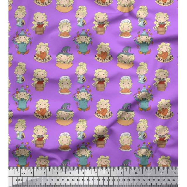 Soimoi Tissu Cambric en Coton Mignonne Fille Enfants Tissu de Déco Imprimé au Mètre 56 Pouces de Large