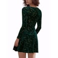 thumbnail image 3 of INSPIRE CHIC Robe de Soirée pour Femme à Imprimé d'Étoiles, Encolure Carrée, Vintage, Mini Robe de Bal en Velours, TG, Vert, 3 of 7
