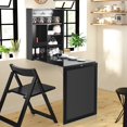 thumbnail image 3 of Giantex Folding Desk, Wall Mounted Fold Out Desk w/Storage Shelves & Hooks, Floating Corner Desk for Small Spaces, Black, 3 of 8