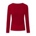 thumbnail image 5 of WEIYLL Hauts d'Été pour Femmes Col en U Dentelle Manches Longues Ample Uni Blouse Rouge Tailles m, 5 of 5