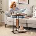 thumbnail image 4 of Gymax Cat Tree & C- Shaped Cat Side Table w/ Scratching Board Hanging Toy Rustic Brown, 4 of 10
