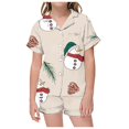 thumbnail image 1 of WEAIXIMIUNG Matching Christmas Pajamas Children's Christmas Print Short Sleeve Shorts Cardigan Children's Pyjamas Two Sets, 1 of 4