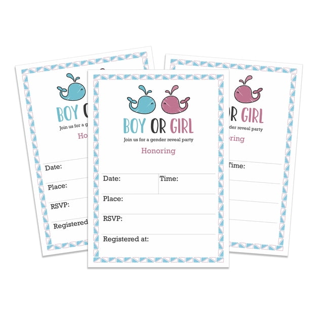 Inkdotpot 30 Fill In StyleBaby Shower Invitation Cards Gender Reveal Its a Boy Its a Girl Blank Invites