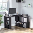 thumbnail image 2 of Bureau d'Angle Rotatif à 360° Table en L Poste de Travail Étagère de Rangement Noir, 2 of 10