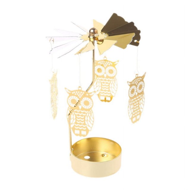 HLONK Rotating Spinning Carousel Tea Light Candle Holder Home Dinner Wedding Bar Party