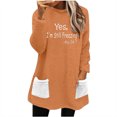 thumbnail image 1 of Penkiiy Chandails en Molleton Doublés Sherpa pour Femmes Col Rond Chandail Molletonné Chaud d'Hiver avec Poches 2024 S Orange, 1 of 6