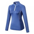 thumbnail image 1 of Chandails d'Entraînement à Manches Longues pour Femmes - Hauts de Yoga et de Course à Quart de Glissière, Chandails à Enfiler, T-Shirts d'Exercice, 1 of 4