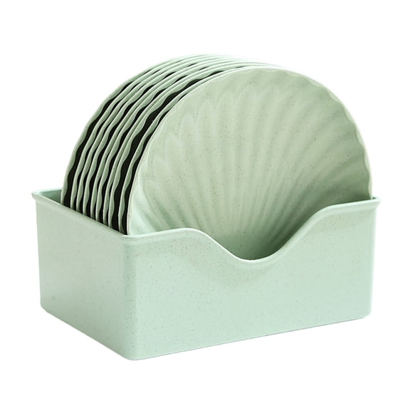 Plastic Cutlery Set With 6.29 In Food Tray Fruit Snack Bowl – 10 Pc Stackable Plates And Storage Base For Restaurants Dining Halls