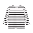 thumbnail image 3 of ShomPort Boys Girls T-Shirts 3/4 Sleeve Stripe Pattern Round Collared Lightweight Undershirt Cozy Soft Pullover Basic Layer Tees Tops, 3 of 4