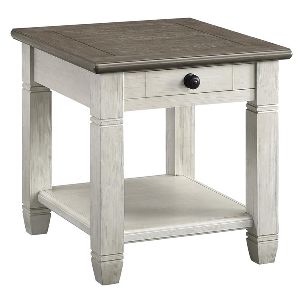 Lexicon Granby Table d'Appoint en Bois à 1 Tiroir, Blanc Antique