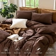 thumbnail image 4 of Bedding Duvet Cover Set Washed Cotton Linen Like Textu Breathable Durable Soft Comfy (Tannish Linen Grey Queen), 4 of 9