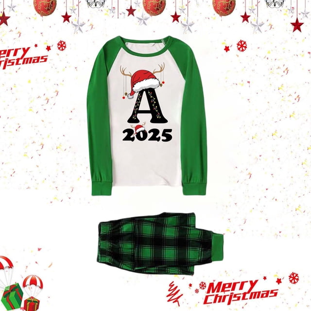Dad Family Matching Christmas Pajamas Set Letter Print Parent Child Outfit