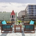 thumbnail image 3 of Costway 3PCS Patio Wicker Furniture Set Wooden Frame Cushion Sofa Turquoise, 3 of 10